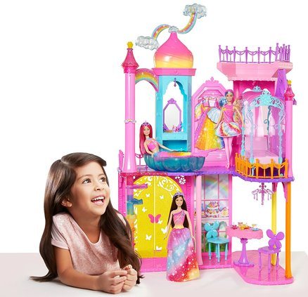 Barbie Regenbogen Schloss mit spielendem Kind